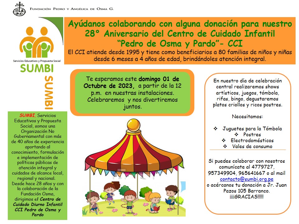 28° Aniversario del Centro de Cuidado Infantil «Pedro de Osma y Pardo»